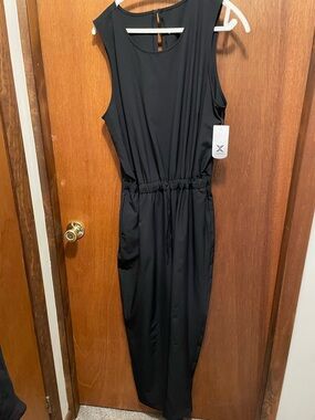Xersion Black Sleeveless Drawstring-Waist jump suit